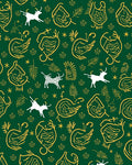 Deep Green Outline Animal Folk Art Rug