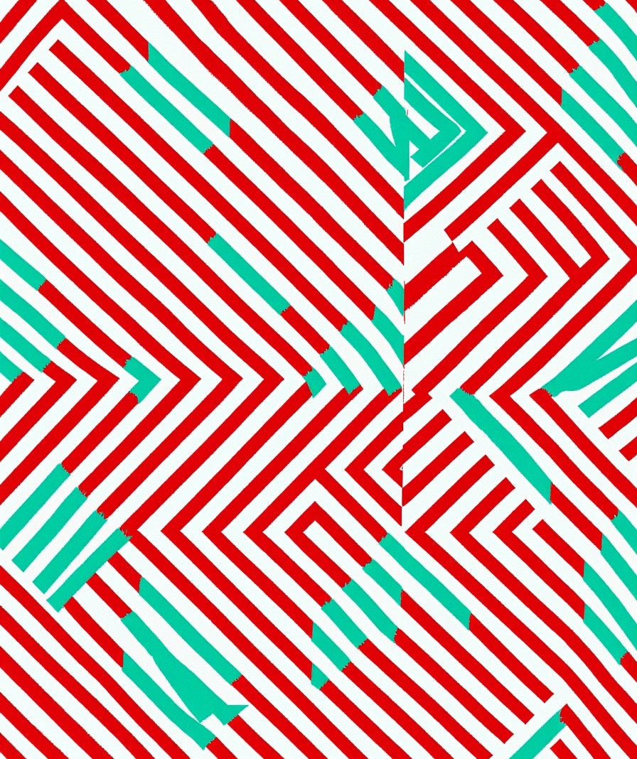Modern Red Teal Geometric Overlay Rug