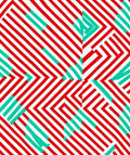 Modern Red Teal Geometric Overlay Rug