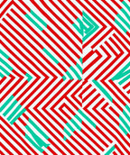 Modern Red Teal Geometric Overlay Rug