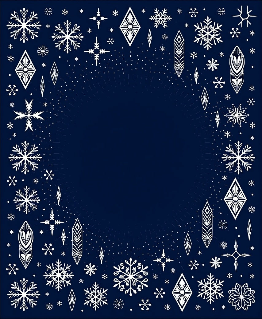 Winter Snowflake Diamond Medallion Navy Rug
