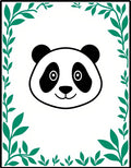 Playful Panda with Green Bamboo Frame Rug