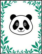 Playful Panda with Green Bamboo Frame Rug