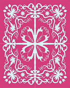 Fuchsia Floral Filigree Medallion Rug