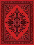 Crimson Black Floral Medallion Frame Rug