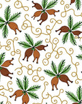 Brown Fawn Green Fern Gold Swirls Rug