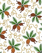 Brown Fawn Green Fern Gold Swirls Rug