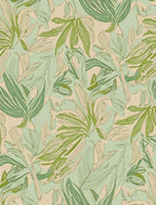 Green Linen Leaf Scatter Rug