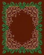Golden Swirl Festive Pine Boughs Rug