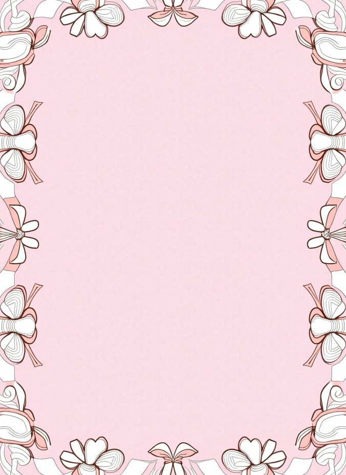 Pale Pink Bow Ribbon Border Rug