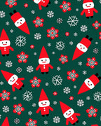 Red Gnome Snowflakes Green Holiday Rug