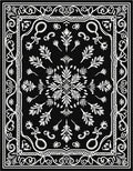 Monochromatic Black White Floral Medallion Rug