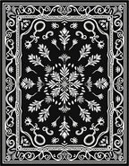 Monochromatic Black White Floral Medallion Rug