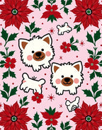Pink Poinsettia Whimsical Dog Companions Rug