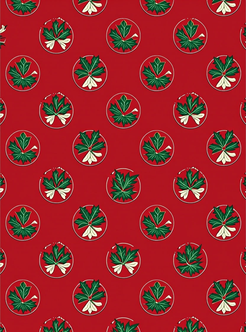 Red Green Leaf Medallion Accents Rug