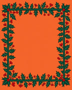 Festive Green Holly Berry Border Rug