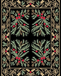 Crimson Berry Sprigs Botanical Border Rug
