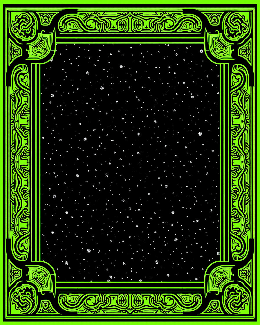 Neon Black Starry Night Border Rug