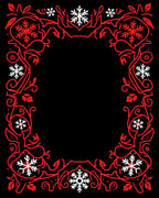 Crimson Snowflake Vine Frame Rug
