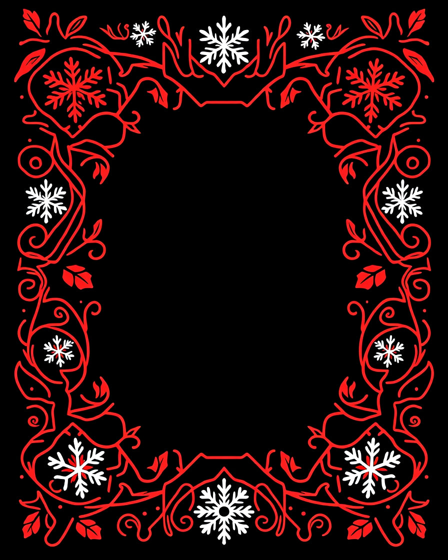Crimson Snowflake Vine Frame Rug