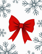 Crimson Red Bow Snowflakes Rug