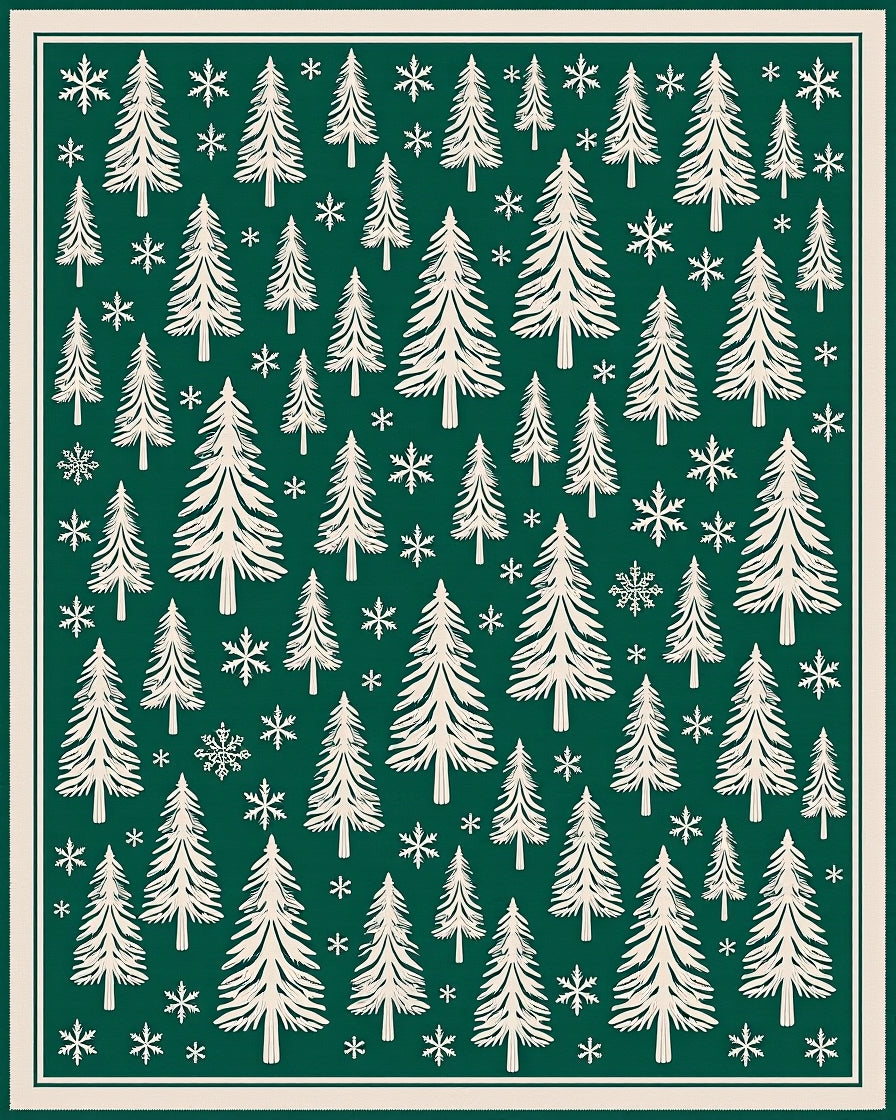 Winter Forest Snowflakes Cream Rug