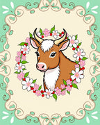 Brown Cow Floral Wreath Frame Rug