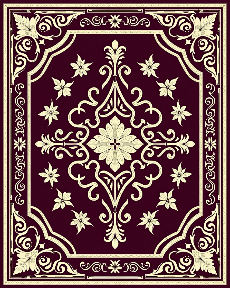 Deep Red Floral Medallion Rug