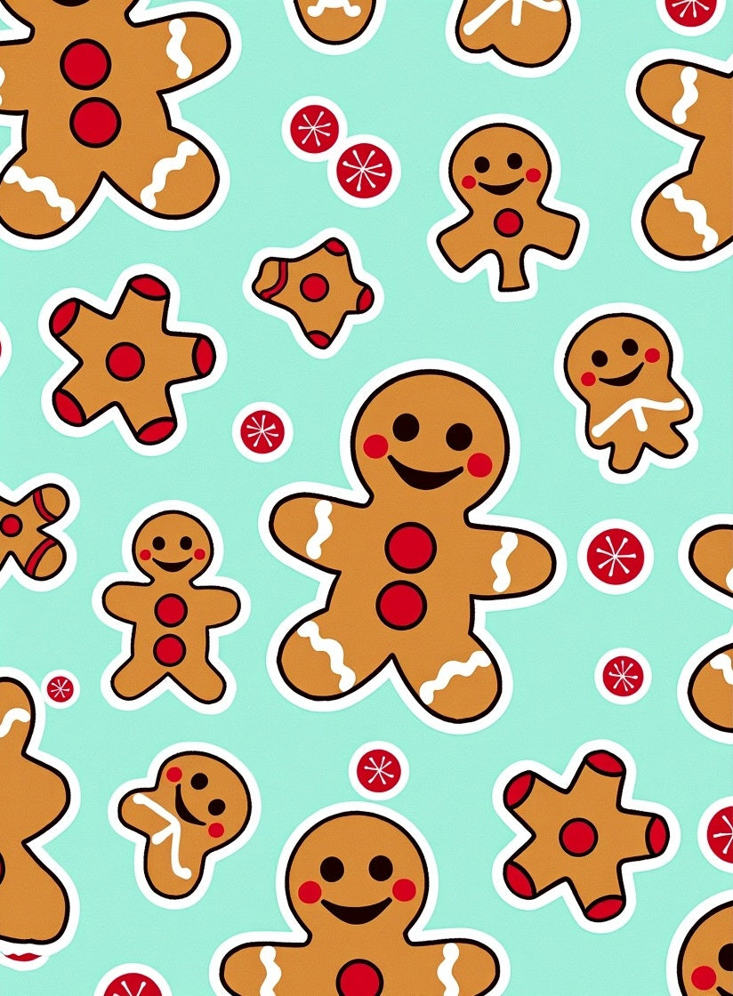 Cute Gingerbread Men Teal Rug