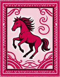 Crimson Rearing Horse Floral Border Rug