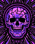 Vibrant Purple Skull Sunburst Rug