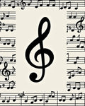 Black Treble Clef Musical Notes Rug