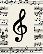 Black Treble Clef Musical Notes Rug