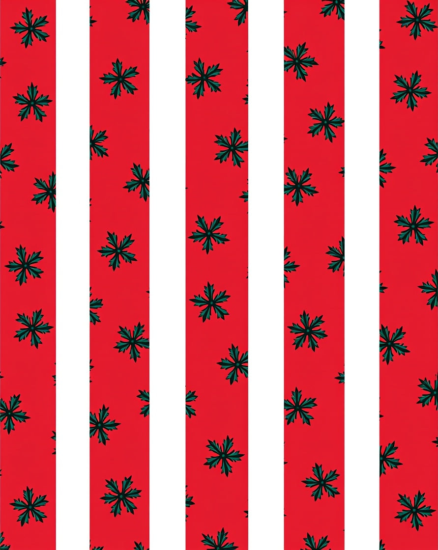Red White Green Floral Stripe Rug