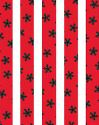 Red White Green Floral Stripe Rug