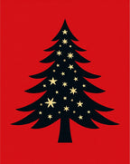 Classic Christmas Tree Star Garland Rug