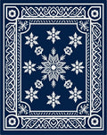 Navy White Snowflake Nordic Border Rug