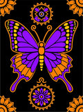 Violet Orange Butterfly Mandala Rug
