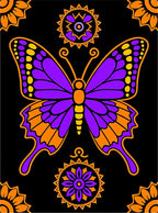 Violet Orange Butterfly Mandala Rug