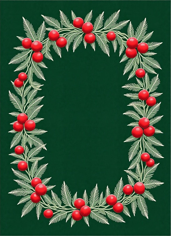 Green Berry Garland Border Rug