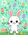 Cute Easter Bunny Floral Egg Patch Rug