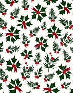 Festive Holly Berry Pine Sprig Accent Rug