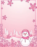 Winter Pink Snowman Forest Scene Rug