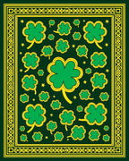 Emerald Green Clover Scatter Border Rug