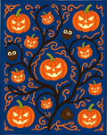 Spooky Orange Pumpkins And Owls Rug