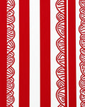 Crimson white scalloped stripe Rug