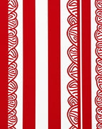 Crimson white scalloped stripe Rug