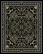 Classic Black and Gold Scrollwork Medallion Rug