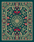 Deep Teal Floral Intricate Medallion Rug