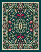 Deep Teal Floral Intricate Medallion Rug